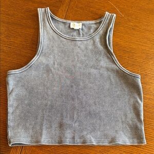 Le Lis Acid wash crop Gray Ribbed Tank Top M